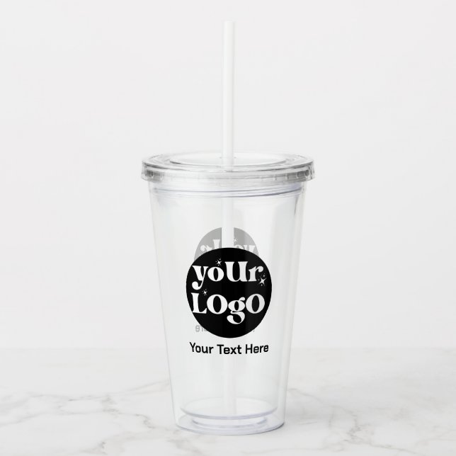 Minimalist Logo and Text Business Acrylic Tumbler (Front)