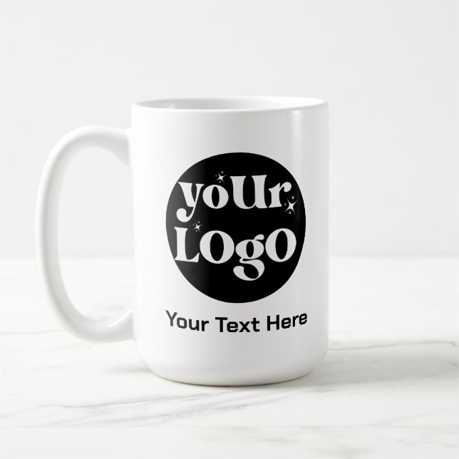 Minimalist Logo and Text Business Coffee Mug (Left)