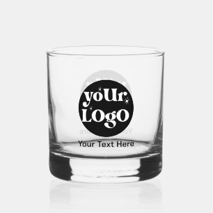 Minimalist Logo and Text Business Whiskey Glass