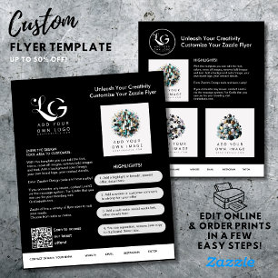⭐️Minimalist Logo BLACK WHITE Simple QR Template Flyer
