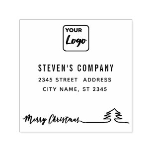 Minimalist logo calligraphy Merry Christmas Rubber Self-inking Stamp