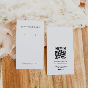 Minimalist Logo Earrings Display Card With QR code