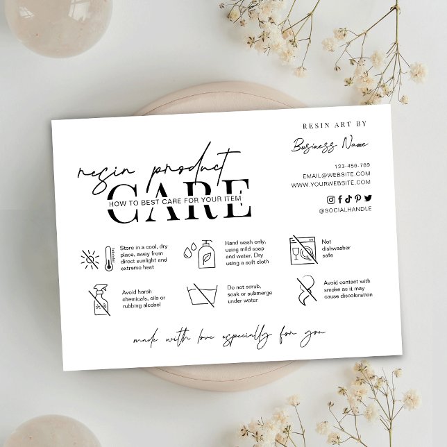 Minimalist Logo Epoxy Resin Care Instructions Thank You Card (Creator Uploaded)