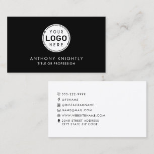 Minimalist Logo Icons Social Media Black White Business Card