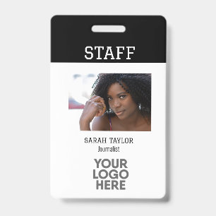 Minimalist Logo Photo ID Card Company Employee  Badge