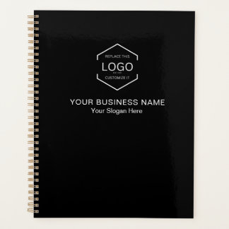 Minimalist Logo QR Code Business Black White Text Planner