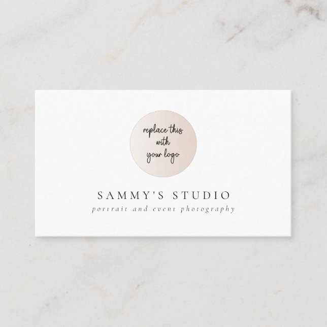 Minimalist Logo QR Code Photography Studio Busines Business Card (Front)