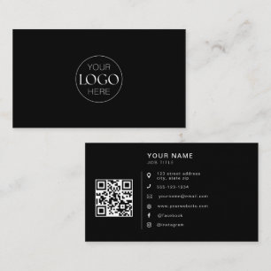 Minimalist Logo QR Code Social Media Icons Chic Business Card