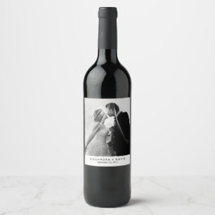 Minimalist Look with your Wedding Photo Wine Label