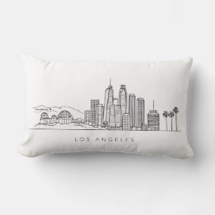 Minimalist Los Angeles Skyline Illustration Lumbar Cushion