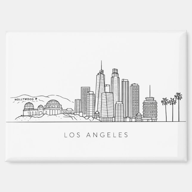 Minimalist Los Angeles Skyline Illustration Magnet (Front)