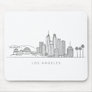 Minimalist Los Angeles Skyline Illustration Mouse Pad