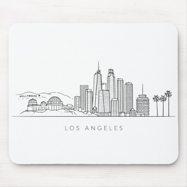 Minimalist Los Angeles Skyline Illustration Mouse Pad (Front)