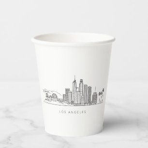 Minimalist Los Angeles Skyline Illustration Paper Cups