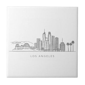Minimalist Los Angeles Skyline Illustration Tile