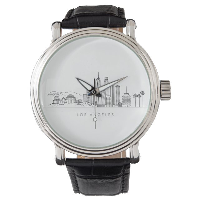 Minimalist Los Angeles Skyline Illustration Watch (Front)