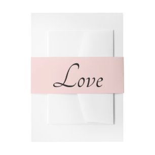 Minimalist Love Black Blush Pink Wedding Invitation Belly Band
