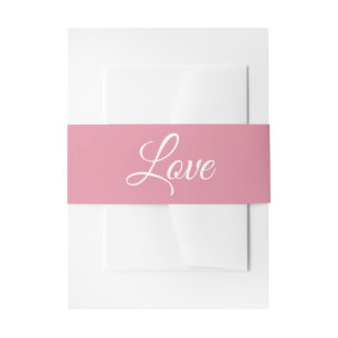 Minimalist Love Elegant Script Pink Wedding Invitation Belly Band