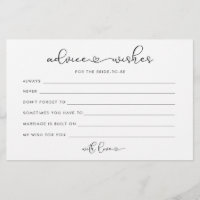 Minimalist love heart advice for the bride cards