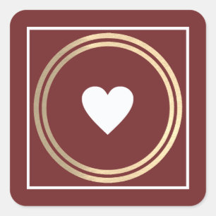 minimalist Love Heart on burgundy wedding  Square Sticker