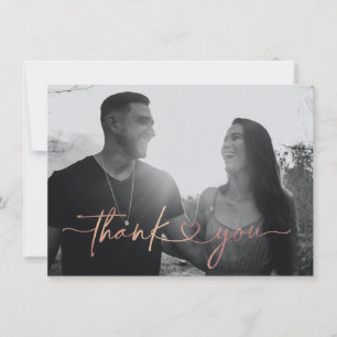 Minimalist Love Heart Wedding Photo Thank You Card