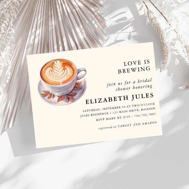 Minimalist Love Is Brewing Coffee Bridal Shower Invitation (Creator Uploaded)