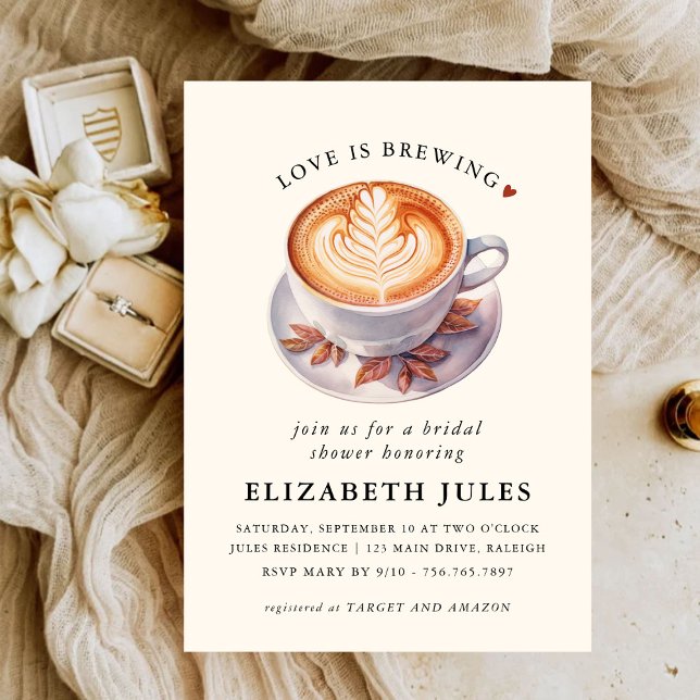 Minimalist Love Is Brewing Coffee Bridal Shower Invitation (Creator Uploaded)