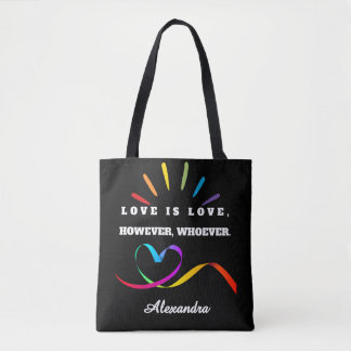 Minimalist Love is Love Personalised Name Pride To Tote Bag