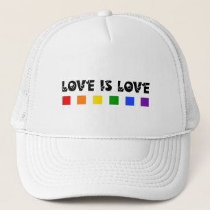 Minimalist Love Is Love Pride Rainbow & Hearts Trucker Hat