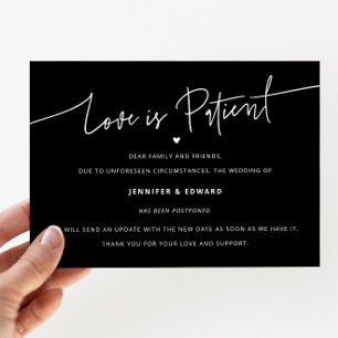 Minimalist Love Is Patient Wedding Update Black Invitation