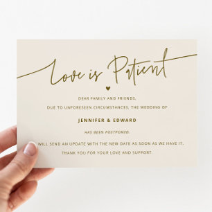 Minimalist Love Is Patient Wedding Update Cream Invitation