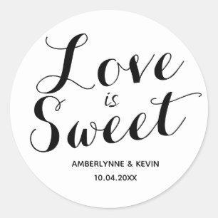 Minimalist Love is Sweet Classic Round Sticker