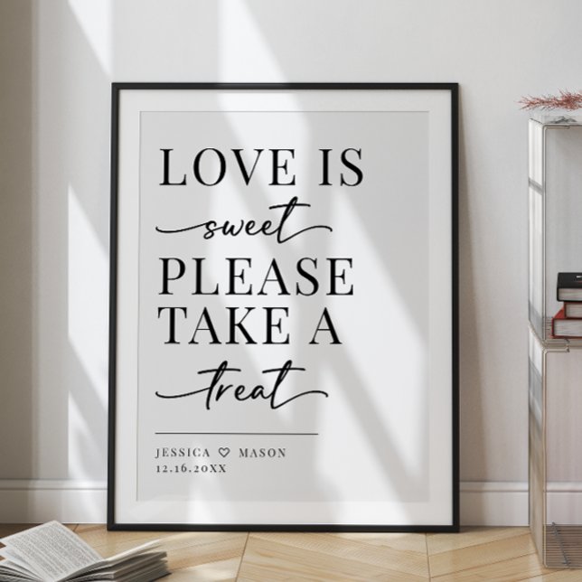 Minimalist love is sweet treat wedding sign Poster (Creator Uploaded)