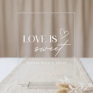 Minimalist Love is Sweet Wedding Dessert Bar Table Acrylic Sign