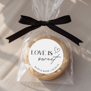 Minimalist Love is Sweet Wedding Favour Classic Round Sticker