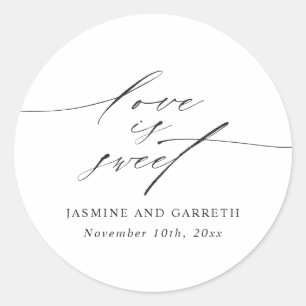 Minimalist Love is Sweet Wedding Sticker and Label