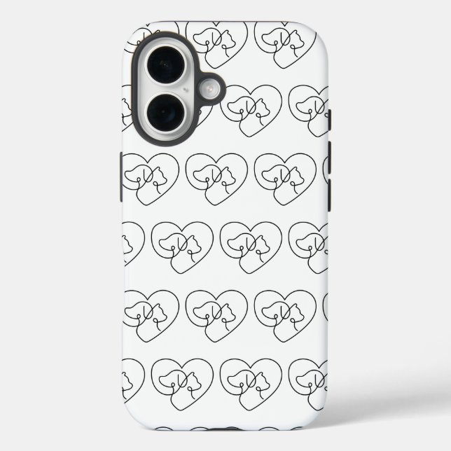 Minimalist Love Line Art Heart Pattern Phone Case (Back)