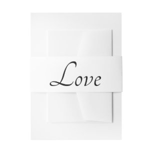 Minimalist Love Love Black White Wedding Invitation Belly Band