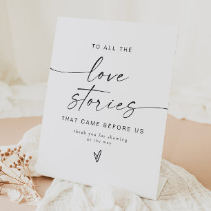 Minimalist Love Stories Wedding Thank You Pedestal Sign