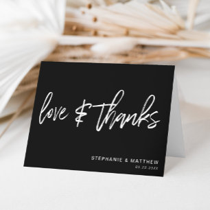 Minimalist Love & Thanks Handwritten Black Thank You Card