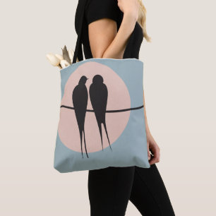 Minimalist Lovebirds on a Wire Tote Bag