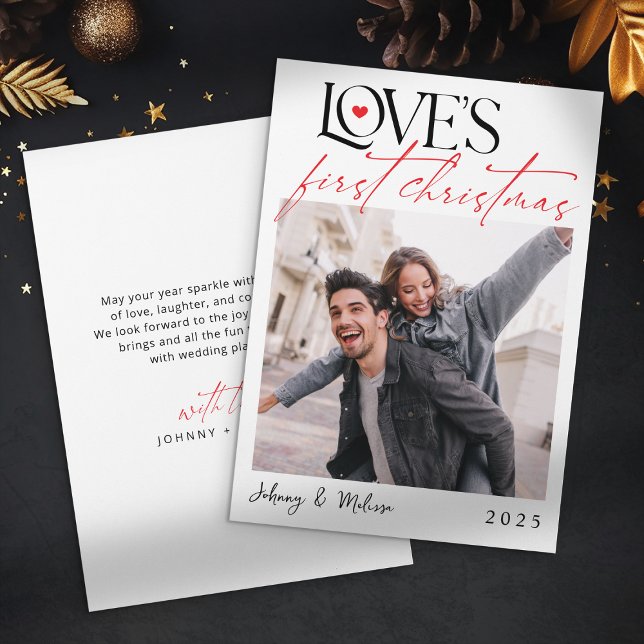 Minimalist Love's First Christmas Photo Holiday Card (Creator Uploaded)