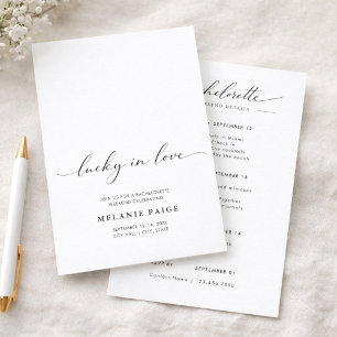 Minimalist Lucky In Love Bachelorette Weekend Invitation