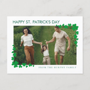 Minimalist lucky shamrock st. Patrick's Day One Holiday Postcard