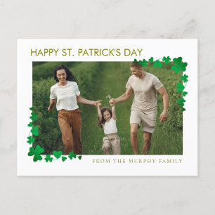 Minimalist lucky shamrock st. Patrick's Day One Holiday Postcard