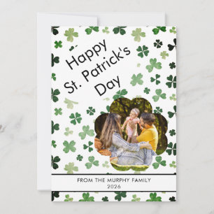 Minimalist lucky shamrock st. Patrick's Day Photo Holiday Card