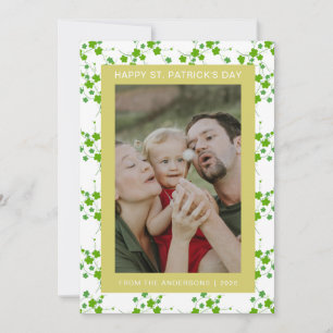 Minimalist lucky shamrock st. Patrick's Day Photo Holiday Card