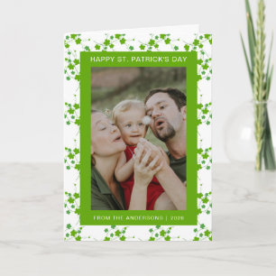 Minimalist lucky shamrock st. Patrick's Day Photo Holiday Card