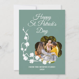Minimalist lucky shamrock st. Patrick's Day Photo Holiday Card