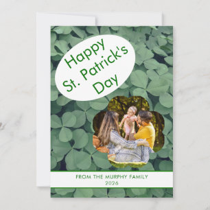 Minimalist lucky shamrock st. Patrick's Day Photo Holiday Card